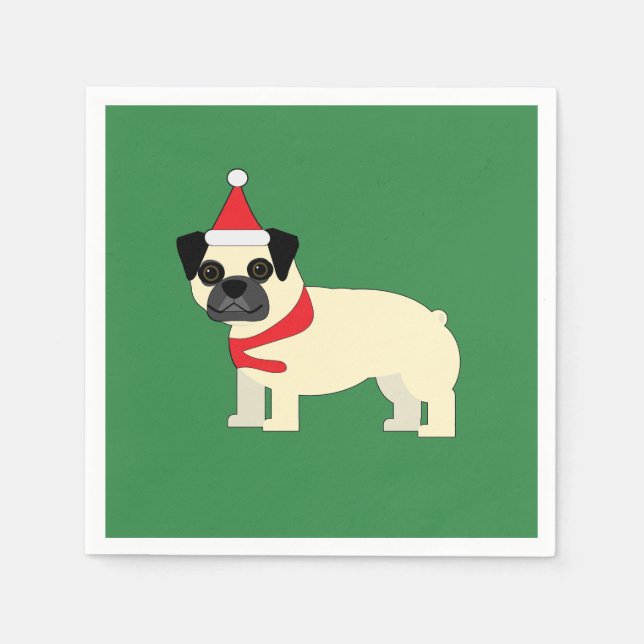 Serviette En Papier Pug de Noël (Devant)