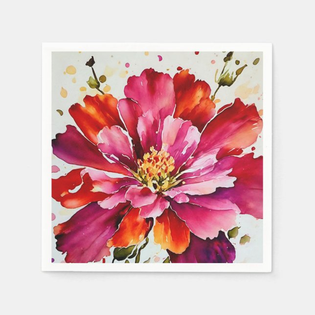 Serviette En Papier Puissant éclat magenta aquarelle serviettes de fle (Devant)