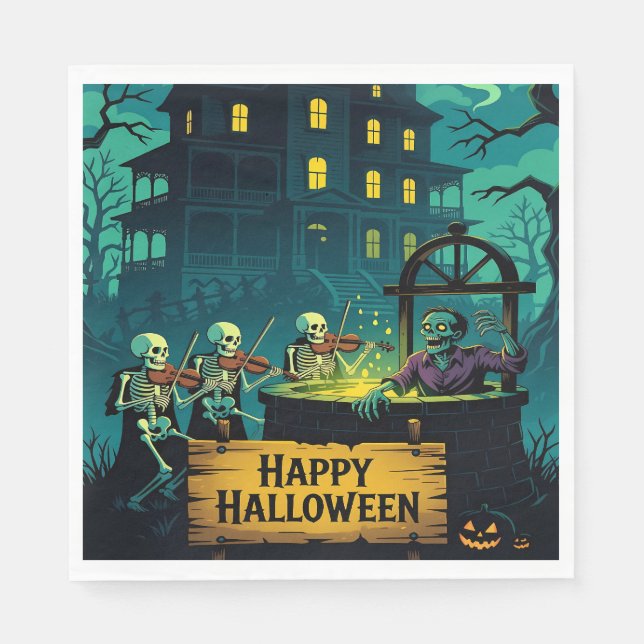 Serviette En Papier Puits à souhaits zombie de la maison hantée : (Devant)