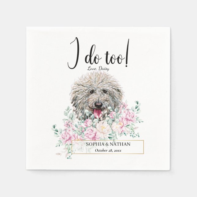 Serviette En Papier Puli Chien Mariage Cocktail Napkins (Devant)