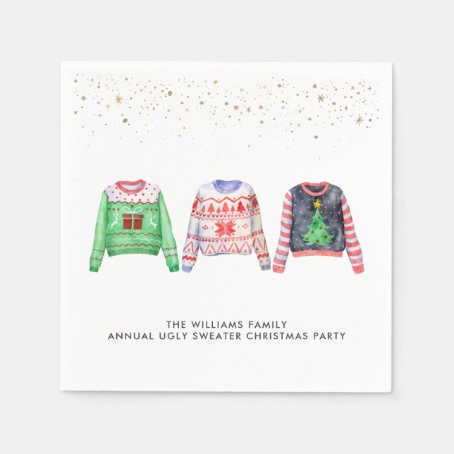Serviette En Papier Pull de Noël laid | Fête de fin d'année (Devant)