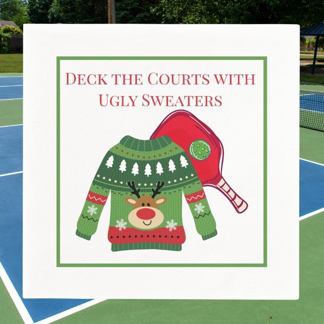 Serviette En Papier  Pull-over de Noël hideux pour pickleball Deck the (Créateur téléchargé)