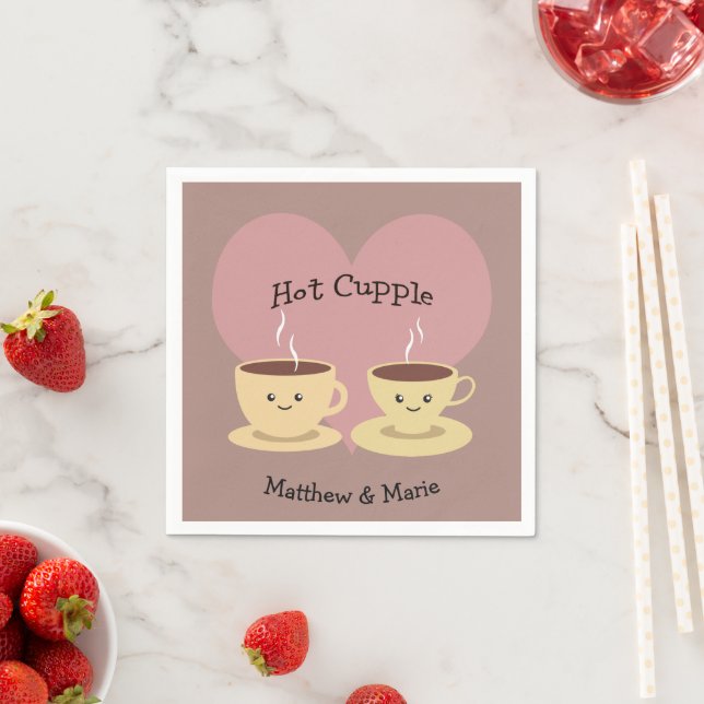 Serviette En Papier Pun d'amour pour le café chaud (En situation)