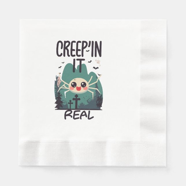 Serviette En Papier Pun de l'araignée de Halloween Kawaii (Devant)
