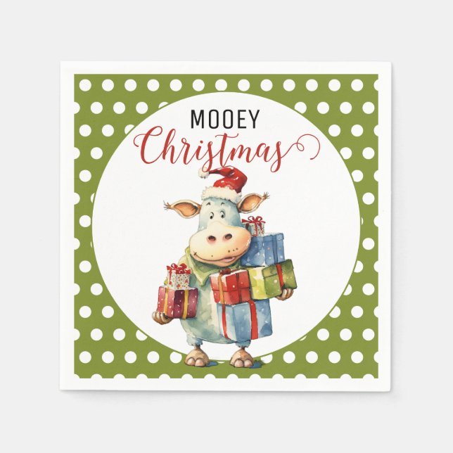 Serviette En Papier Pun de vache de Noël (Devant)