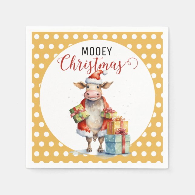 Serviette En Papier Pun de vache de Noël (Devant)