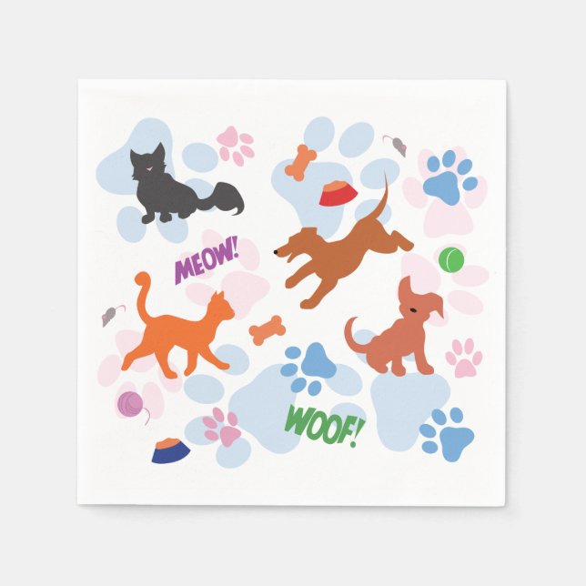 Serviette En Papier Puppies et Kittens (Devant)