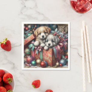 Serviette En Papier Puppies Napkins de Noël