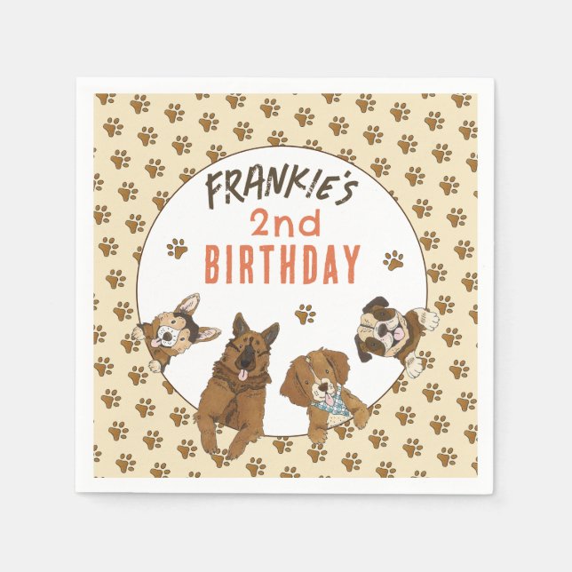 Serviette En Papier Puppy Paw-ty fête d'anniversaire (Devant)