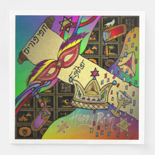 Serviette En Papier Purim Esther Célébration Art Imprimer Papier Napki