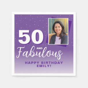 Serviette En Papier Purple 50 et fabuleux 50e anniversaire Photo