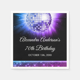 Serviette En Papier Purple 70th Birthday Party 70's Disco Ball