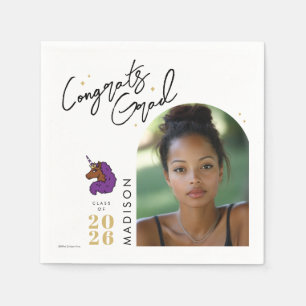 Serviette En Papier Purple Afro Unicorn Graduation