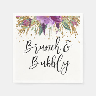 Serviette En Papier Purple Amethyst Brunch et Bubbly Fête des mariées