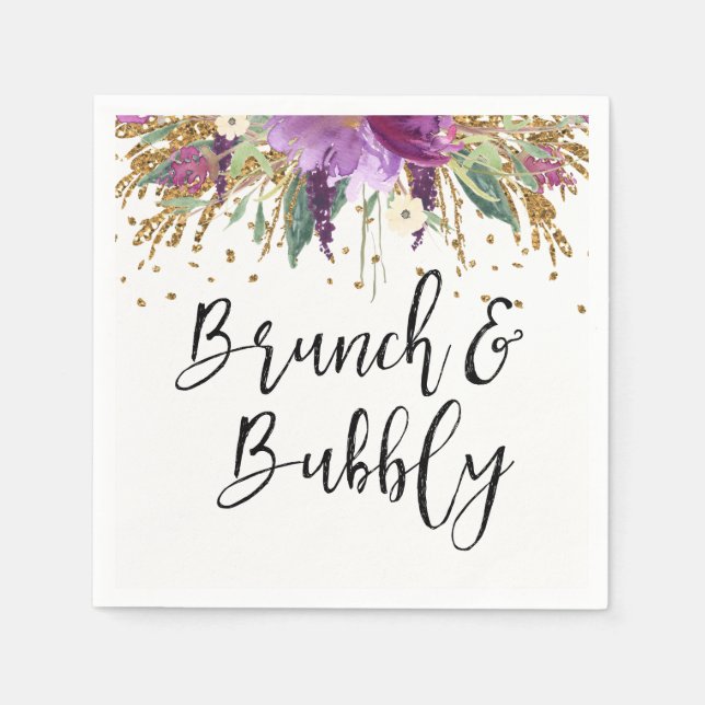 Serviette En Papier Purple Amethyst Brunch et Bubbly Fête des mariées (Devant)