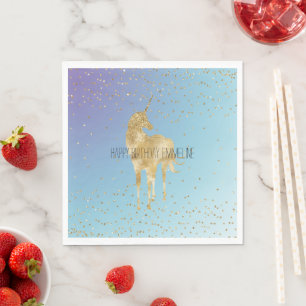Serviette En Papier Purple Aqua Gold Sparkle Unicorn