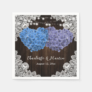 Serviette En Papier Purple Blue Hydrangea Wood éclaire Mariage Floral