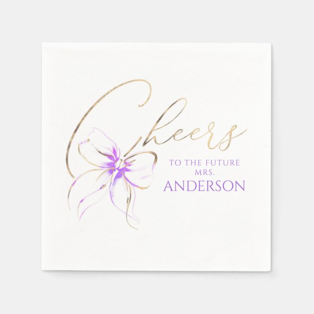 Serviette En Papier Purple Bow Cheers To The Future Mrs Bridal Shower (Devant)