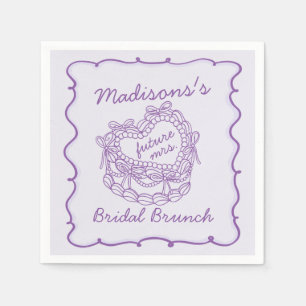 Serviette En Papier Purple Bow Retro Coquette gâteau Brunch nuptial