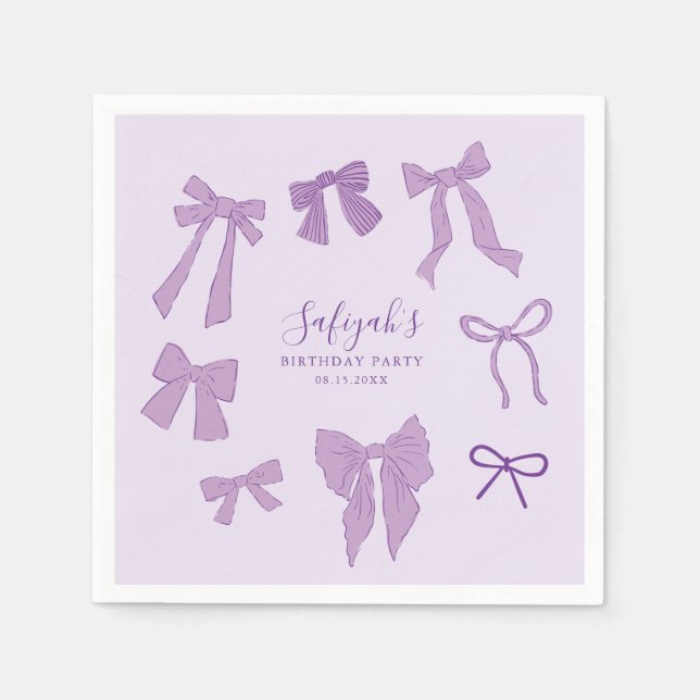 Serviette En Papier Purple Bows Whimsday Party (Devant)
