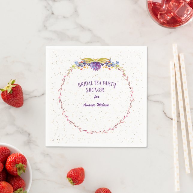 Serviette En Papier Purple Cactus Bridal Tea Party douche (En situation)