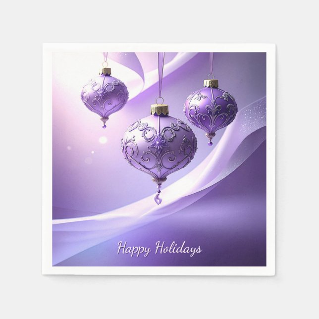 Serviette En Papier Purple Christmas Ball Holiday Napkin (Devant)