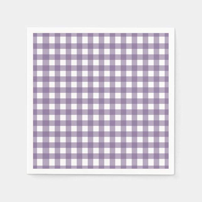 Serviette En Papier Purple et blanc En vichy Motif (Devant)