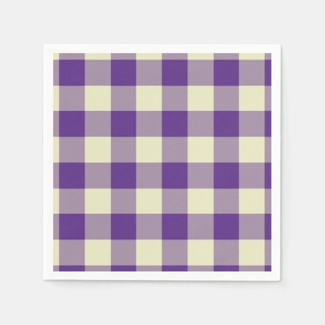 Serviette En Papier Purple et crème En vichy Motif (Devant)