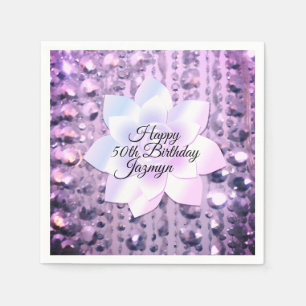 Serviette En Papier Purple et rose Élégant et perlé