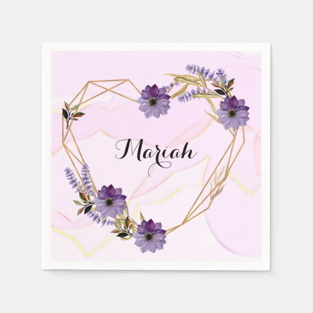 Serviette En Papier Purple floral blooming garden (Devant)