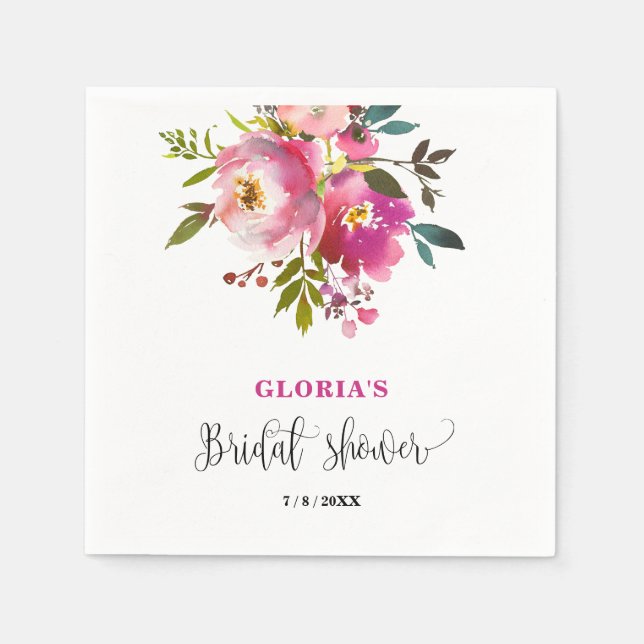 Serviette En Papier Purple Floral  Bridal Shower  (Devant)