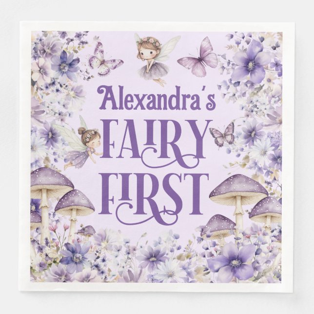 Serviette En Papier Purple Floral Fairy First (Devant)