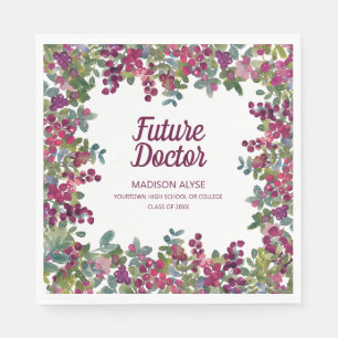 Serviette En Papier Purple Floral Green Future Docteur Graduation