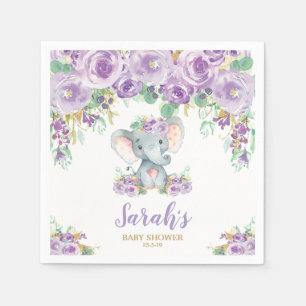 Serviette En Papier Purple Floral mignon Eléphant Baby shower bébé 