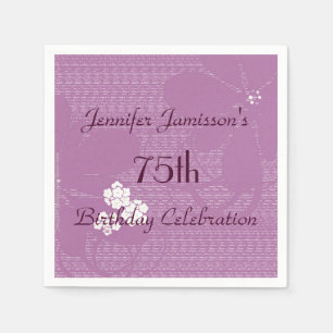 Serviette En Papier Purple Floral Minimaliste 75e Anniversaire Papier