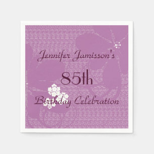 Serviette En Papier Purple Floral Personnalisé 85ème anniversaire