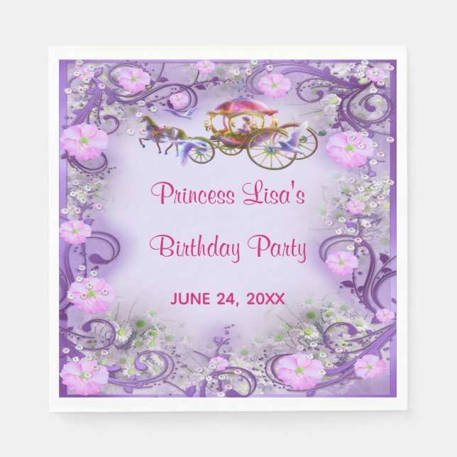 Serviette En Papier Purple Floral Princess Fairy Tail Anniversaire (Devant)