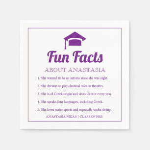 Serviette En Papier Purple Fun Facts class of 2022 graduation cap