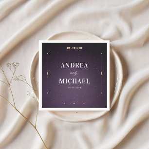 Serviette En Papier Purple Galaxy Gold Moon Céleste mariage