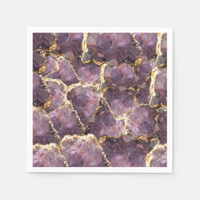 Serviette En Papier Purple Gold Crystal Collage Napkins (Devant)