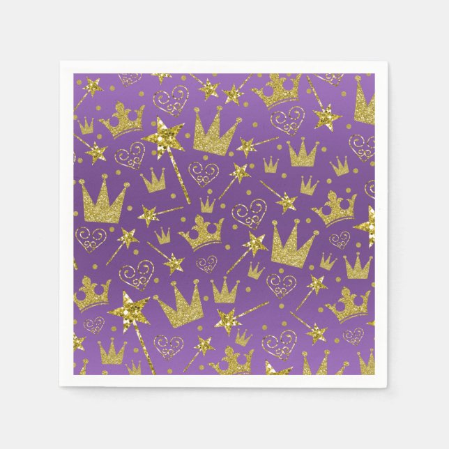 Serviette En Papier Purple & Gold Parties scintillant Girls Princess P (Devant)