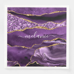 Serviette En Papier Purple Gold Parties scintillant personnalisée Votr