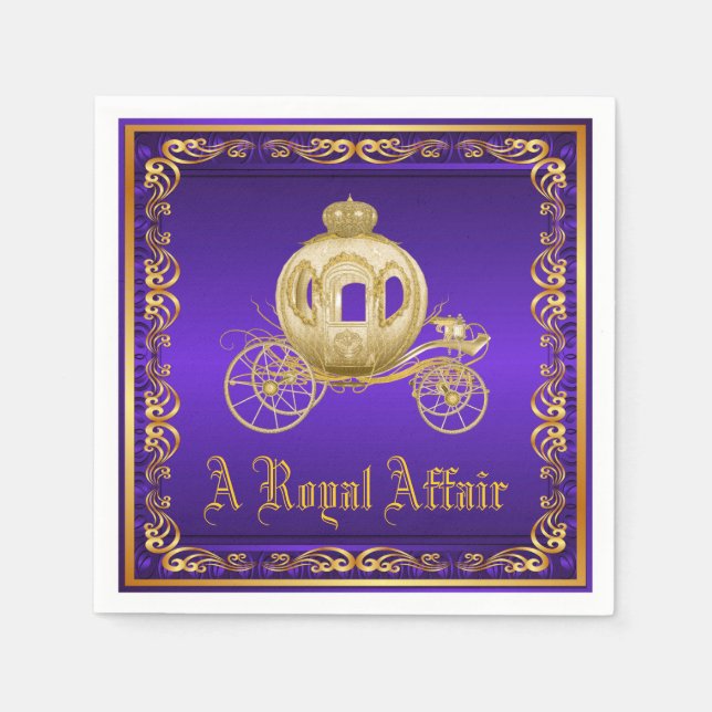 Serviette En Papier Purple Gold Royal Carriage Royal Party Event (Devant)