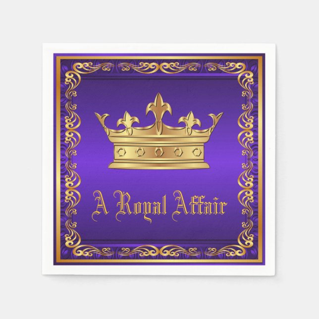 Serviette En Papier Purple Gold Royal Crown Royal Party Event (Devant)