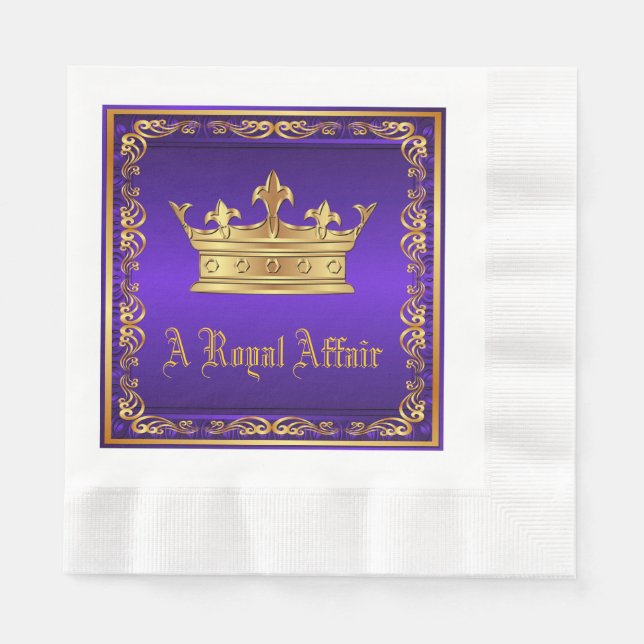 Serviette En Papier Purple Gold Royal Crown Royal Party Event (Devant)