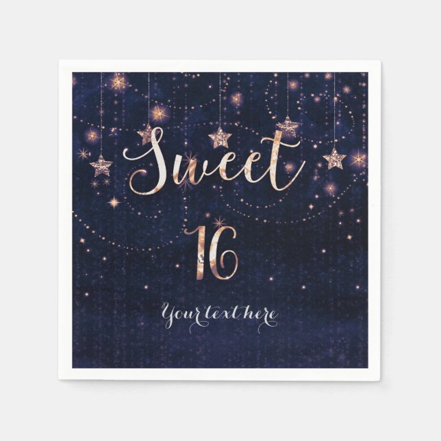 Serviette En Papier Purple & Gold Starry Celestial Sweet 16 Party (Devant)
