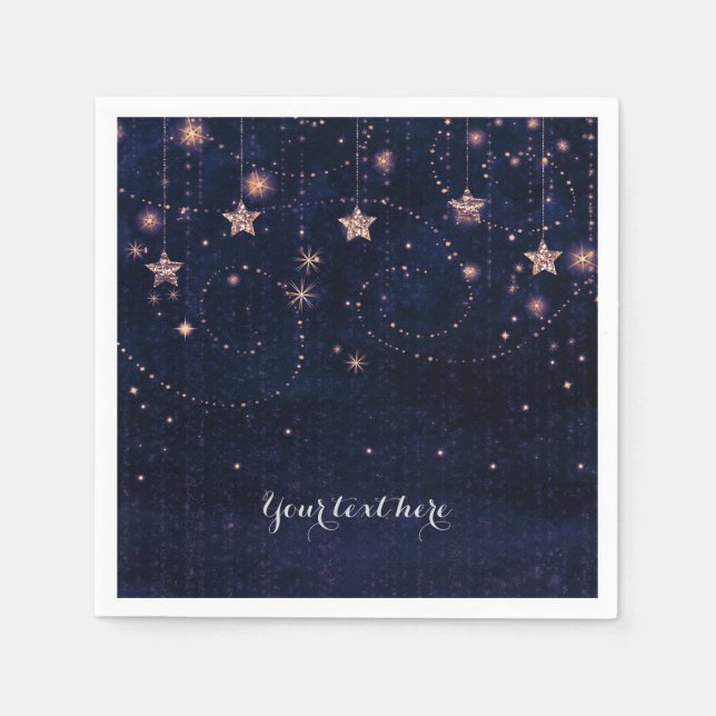 Serviette En Papier Purple & Gold Starry Celestial Whimsical Party (Devant)