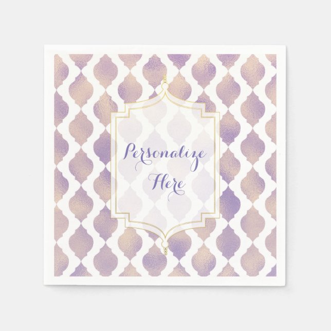 Serviette En Papier Purple Gold & White Marocain Mariage moderne (Devant)