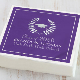 Serviette En Papier Purple Graduation Élégant Lauréat Personnalisé