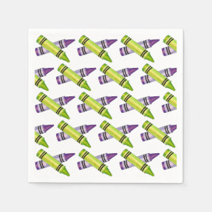 Serviette En Papier Purple Green Crayon Art Fournitures Enseignant Art
